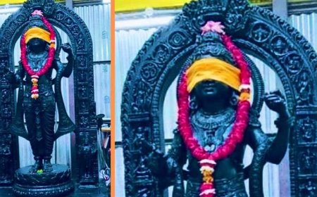 Ram Mandir: अयोध्या में राम लला की मूर्ति की झलक आयी सामनें, 22 जनवरी को खुलेगी आंखों पर बंधी पट्टी