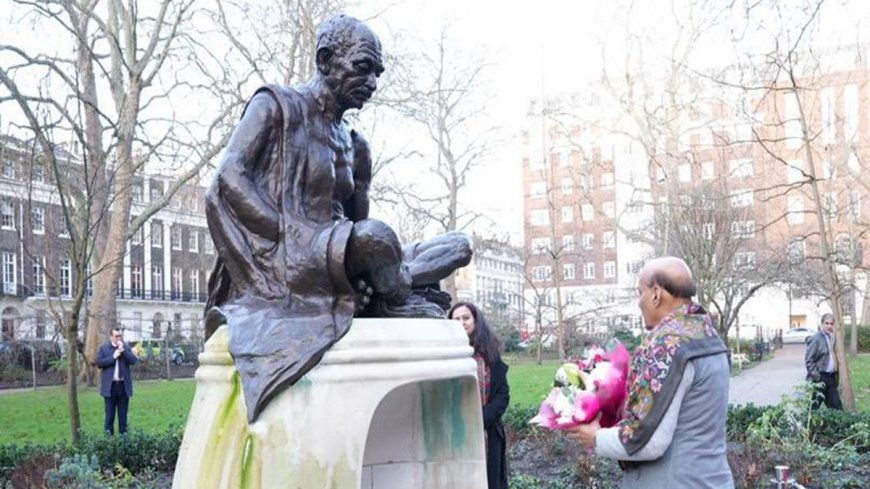 गांधी स्मारक के दौरे के साथ राजनाथ सिंह ने की  ब्रिटेन यात्रा की शुरुआत