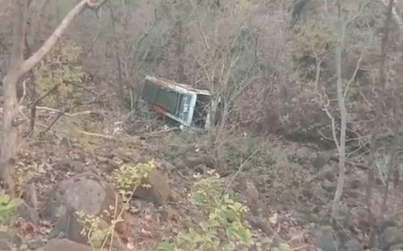 इंदौर से अकोला जा रही यात्री बस,60 फीट गहरी खाई में गिरी