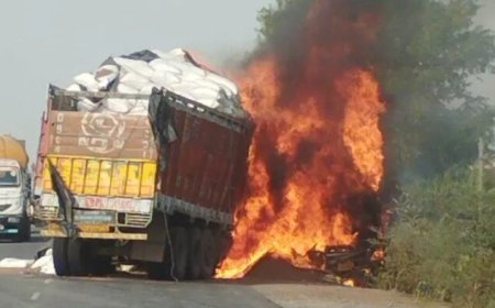 जबलपुर: रीवा-नागपुर हाईवे पर भीषण हादसा, पिता-पुत्र जिंदा जले