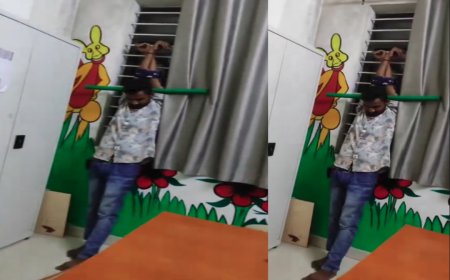 थाने में युवक को खिड़की से हाथ बांधकर पीटा, वीडियो वायरल