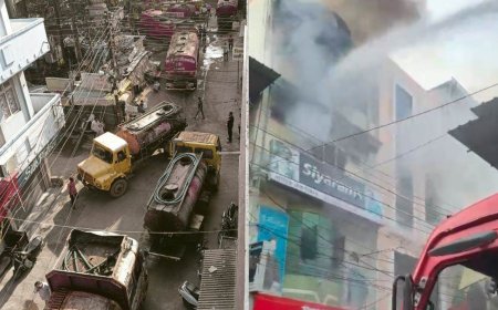 इंदौर के क्लॉथ मार्केट में लगी आग, घंटों की मशक्कत के बाद पाया काबू