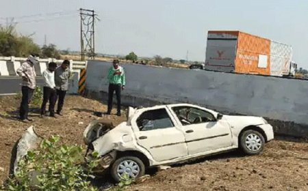 गुना: शादी समारोह से लौटते समय दर्दनाक हादसा, तेज रफ्तार कार पलटने से 4 युवकों की मौत, 1 गंभीर रूप से घायल