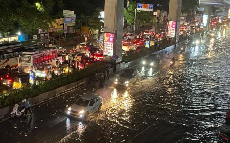 हैदराबाद में भारी बारिश से जनजीवन अस्त-व्यस्त, सड़कें जलमग्न