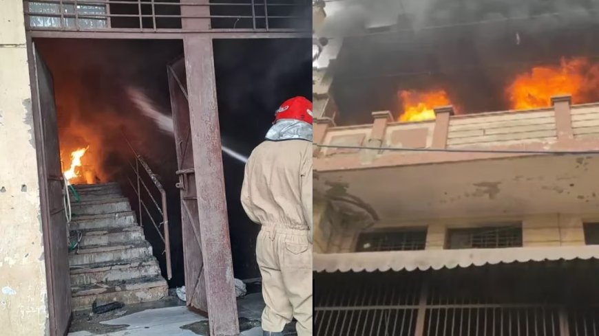 बवाना DSIDC इंडस्ट्रियल एरिया में फैक्ट्री में भीषण आग, इमारत ढही