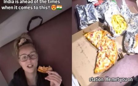 भारत की ट्रेन में पिज्जा-फ्रेंच फ्राइज डिलीवरी देख ऑस्ट्रेलियाई महिला हैरान, वीडियो हुआ वायरल