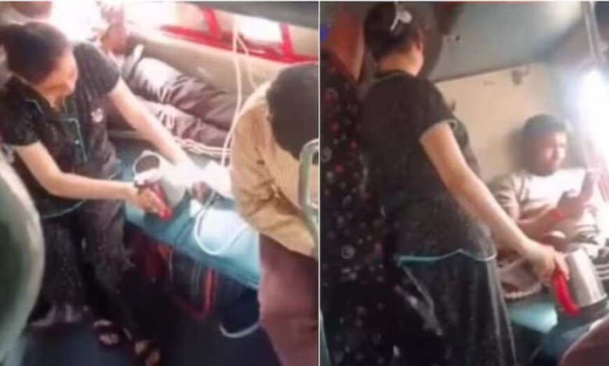 ट्रेन बनी ‘किचन’, लोअर बर्थ पर चाय बनाने लगी महिला, वीडियो ने शुरू की बहस