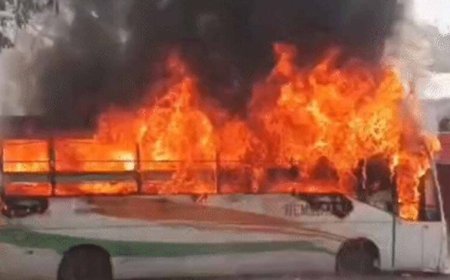 बारातियों से भरी बस में अचानक आग, शॉर्ट सर्किट की आशंका से मचा हड़कंप | Balod Bus Fire Accident News