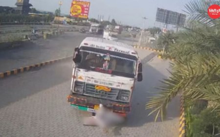 बेकाबू ट्रेलर ने बुजुर्ग को कुचला, 100 फीट तक घसीटता हुआ ले गया, डिवाइडर पार कर होटल पार्किंग में घुसा, दर्दनाक मौत