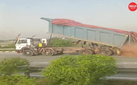 ग्रेटर नोएडा हाईवे पर हंगामा: RTO चेकिंग से बचने के लिए ट्रक ड्राइवरों ने सड़क पर गिराए भारी पत्थर, कई वाहन पंचर, घंटों जाम