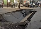 उदयपुर में सड़क धंसी, गड्ढे में उतरी इलेक्ट्रिक कार: दुर्गा नर्सरी चौराहे पर मचा हड़कंप; 3 साल में तीसरी घटना से उठे सवाल