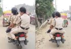 पटना में एक बाइक पर सवार मिले 4 पुलिसकर्मी, वायरल वीडियो के बाद विभाग का एक्शन; ₹2000 चालान, लाइसेंस रद्द करने की प्रक्रिया शुरू