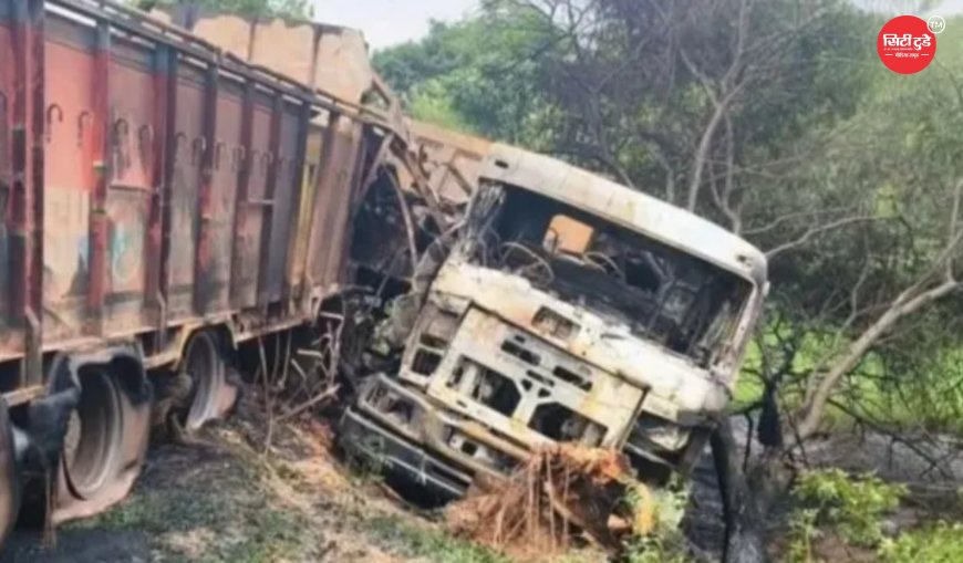 झारखंड में भीषण सड़क हादसा: डंपर और ट्रेलर की टक्कर के बाद लगी भीषण आग, दो चालक जिंदा जले; तेज बारिश भी नहीं बुझा सकी आग
