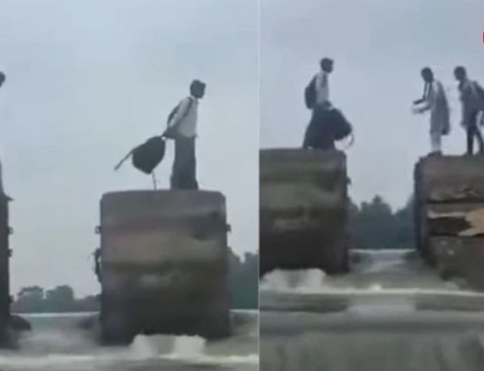 बेतवा नदी के स्टॉप डैम से गुजरकर स्कूल पहुंचते हैं बच्चे, विदिशा के ककरुआ गांव की तस्वीर ने खींचा ध्यान