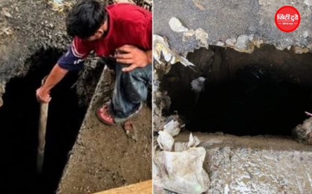 इंदौर के पंढरीनाथ क्षेत्र में सड़क का गहरा गड्ढा बना हादसे का खतरा, जिम्मेदारों की कार्यप्रणाली पर उठे सवाल