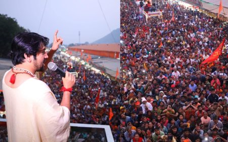 धीरेंद्र शास्त्री बोले- देश में कास्टवाद नहीं, राष्ट्रवाद जरूरी:हिंदू एकजुट नहीं हुए तो खराब समय आएगा; बुलडोजर से फूल बरसा रहे श्रद्धालु