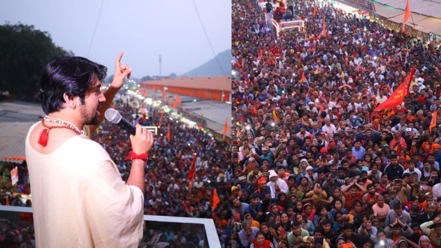 धीरेंद्र शास्त्री बोले- देश में कास्टवाद नहीं, राष्ट्रवाद जरूरी:हिंदू एकजुट नहीं हुए तो खराब समय आएगा; बुलडोजर से फूल बरसा रहे श्रद्धालु